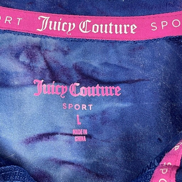 Juicy Couture Sport Womens Full Zip Athletic Jacket L Mock Neck Pockets Tie Dye - Picture 3 of 9